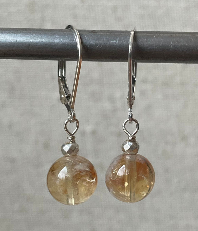 Citrine Round Earrings