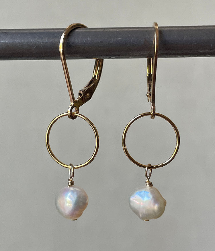 Pearl & Circle Earrings