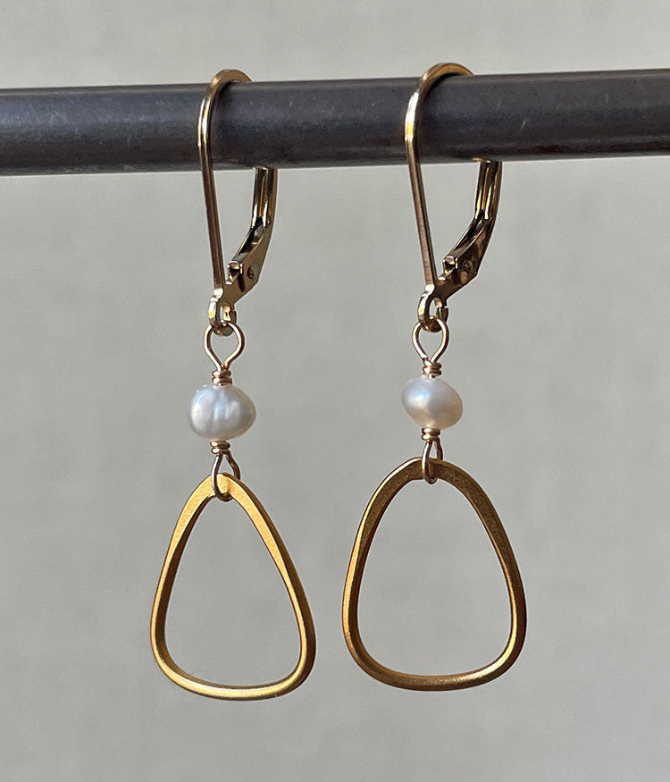 Triangle Pearl Earrings