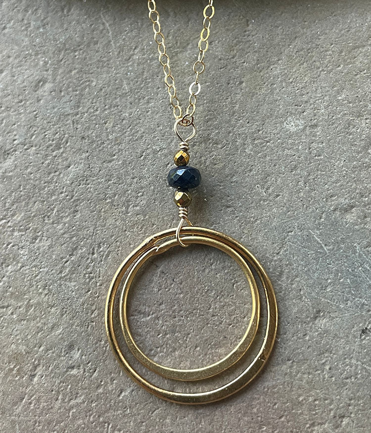Double Circle Sapphire Necklace