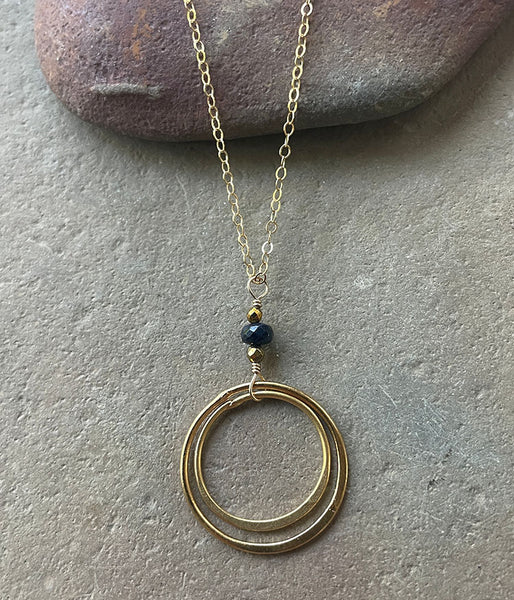 Double Circle Sapphire Necklace