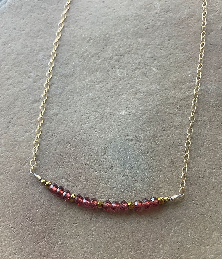 Garnet Bar Necklace