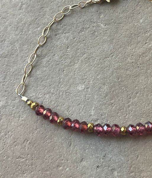 Garnet and Gold Bar Bracelet