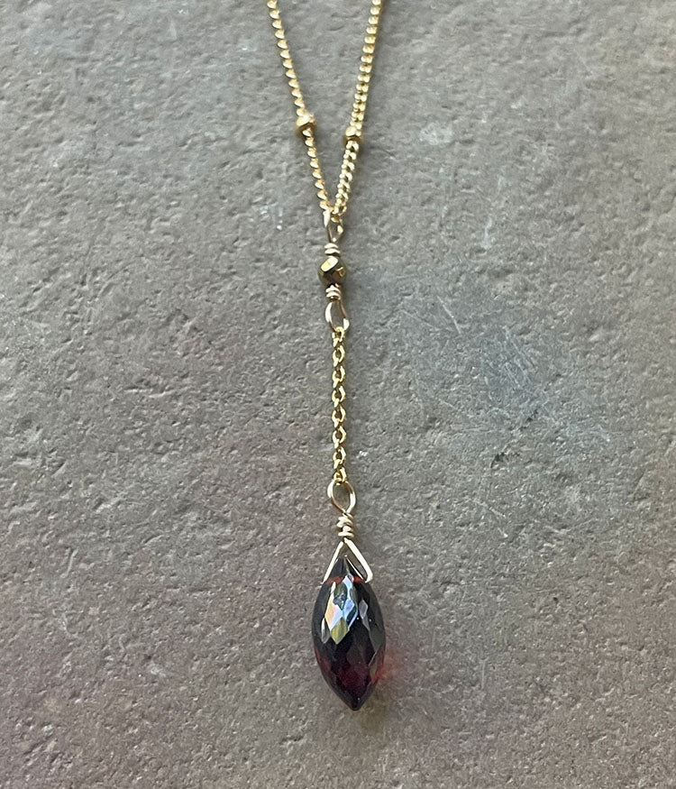 Garnet Y Necklace