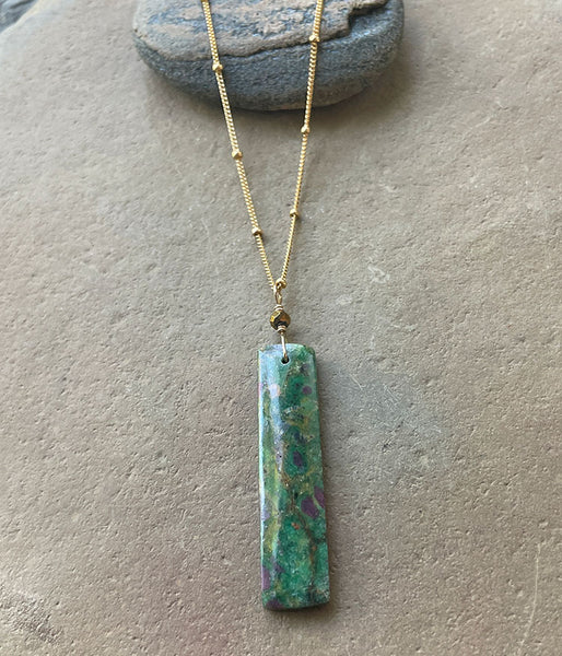 Emerald Green Impressionist Necklace