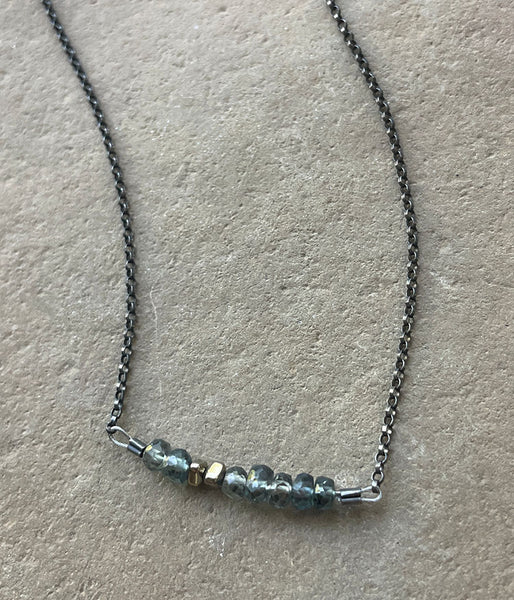Green Sapphire Bar Necklace