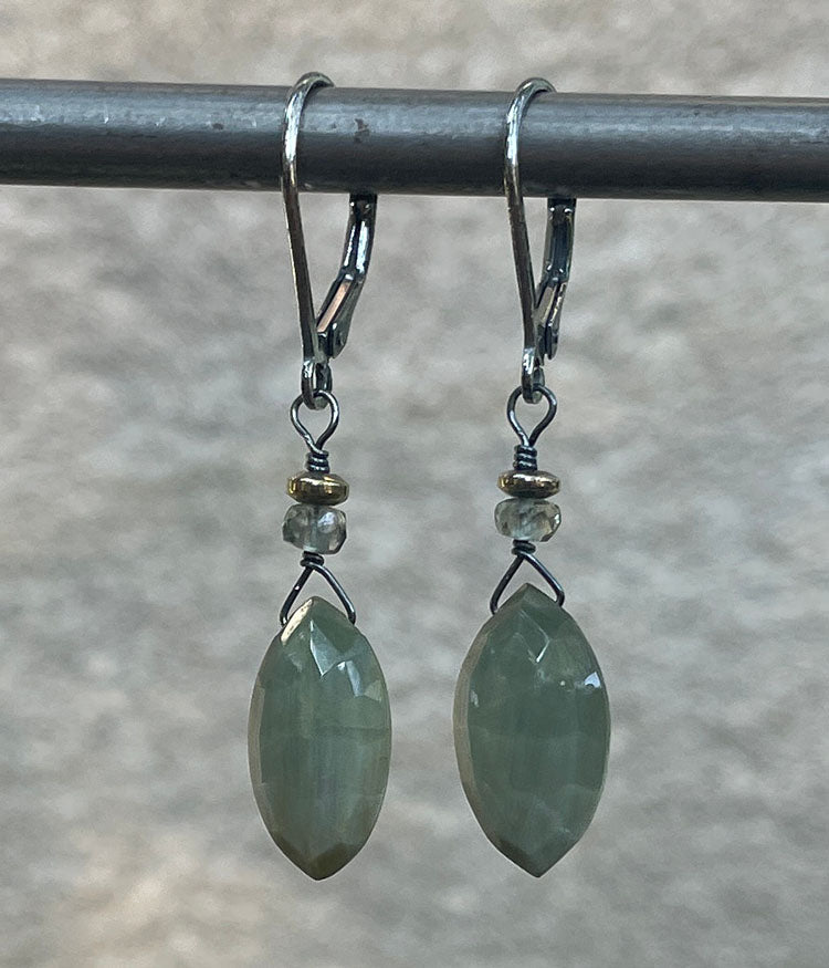 Green Cat's Eye Marquis Earrings