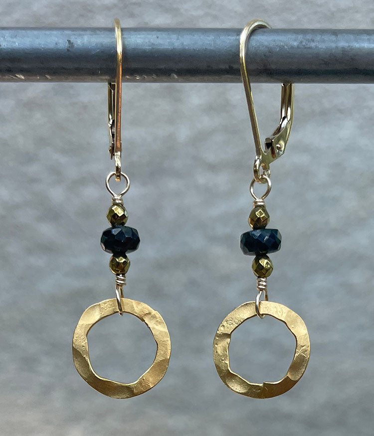 Sapphire Hammered Earrings
