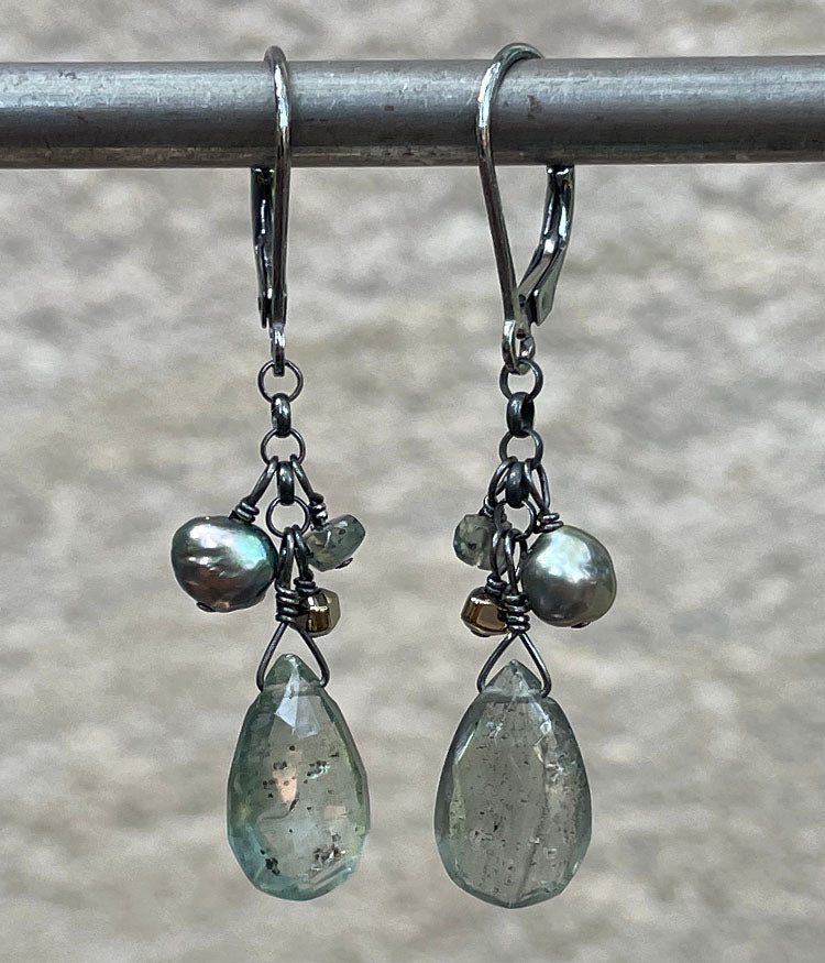 Aquamarine Cluster Earrings