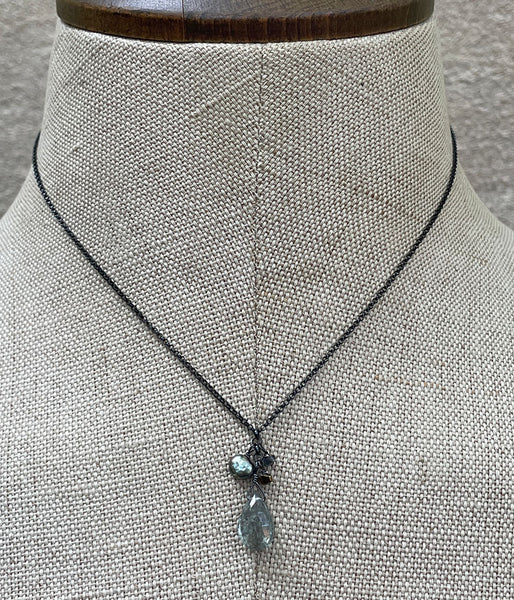 Aquamarine Cluster Necklace