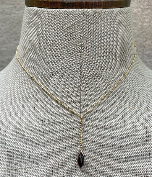 Garnet Y Necklace