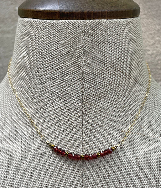 Garnet Bar Necklace