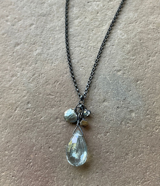 Aquamarine Cluster Necklace