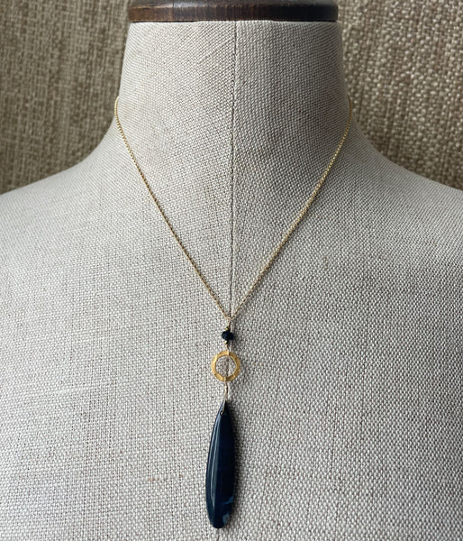 Blue Onyx Drop Necklace