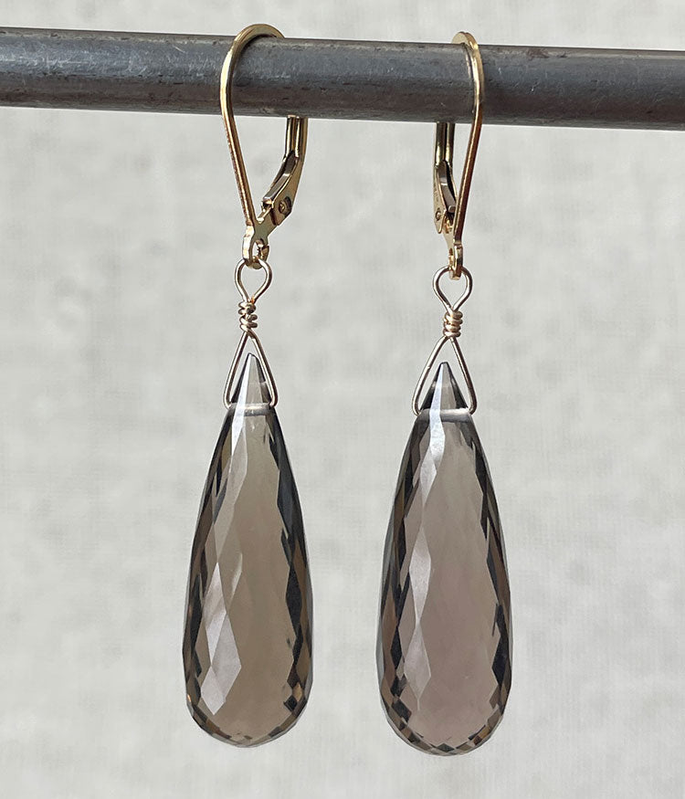 Smoky Quartz Slender Earrings