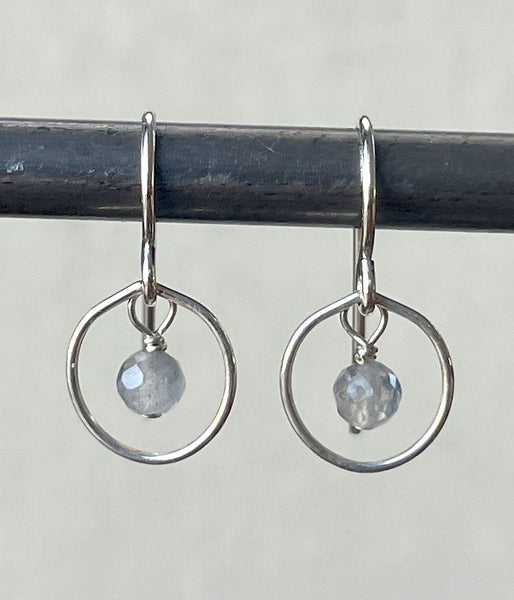 Labradorite Circle Earrings