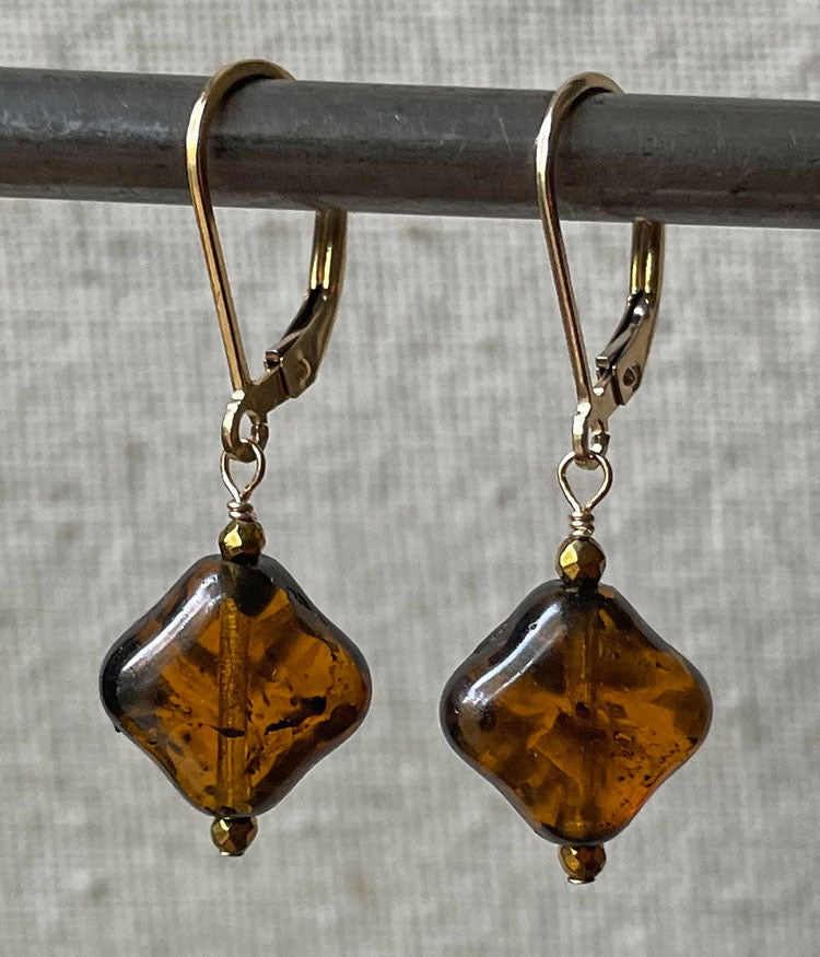 Vintage Tortoise Glass Earrings