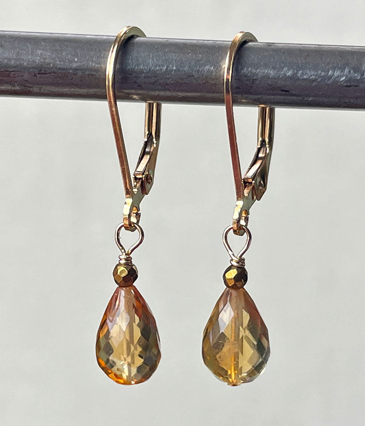 Petite Citrine Teardrop Earrings