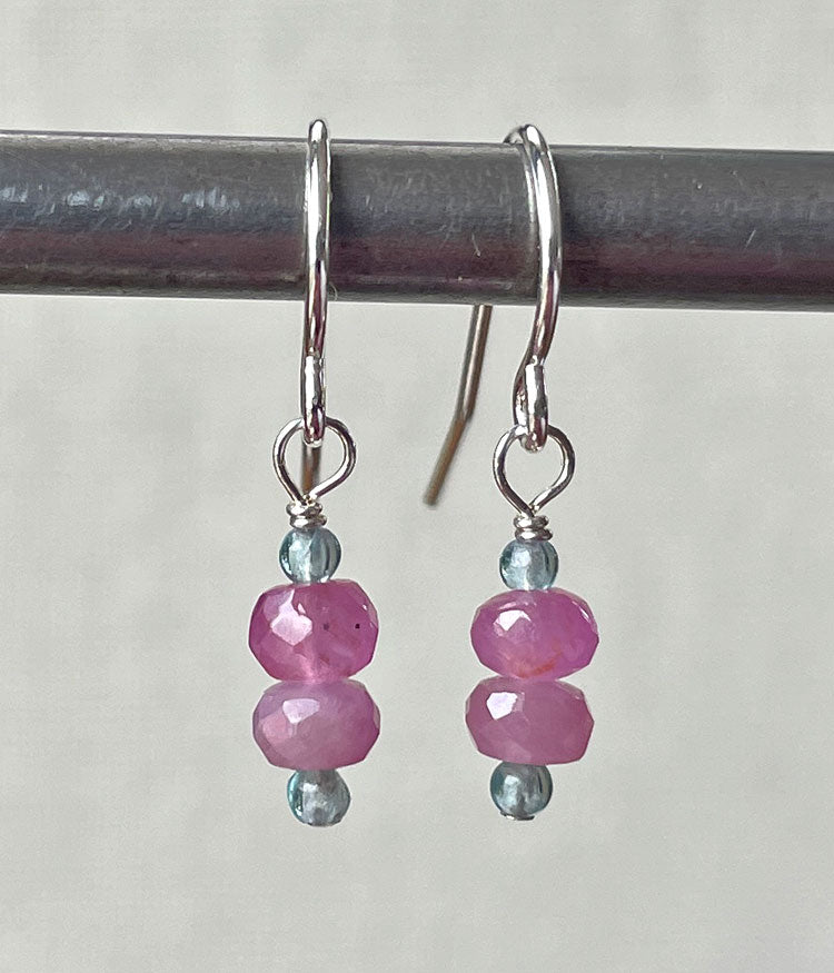 Ruby & Aquamarine Stack Earrings
