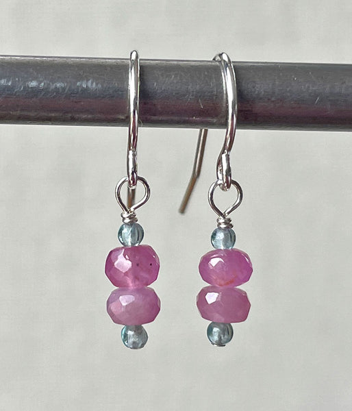Ruby & Aquamarine Stack Earrings