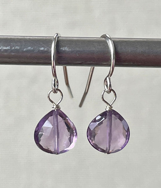Simple Amethyst Drop Earrings
