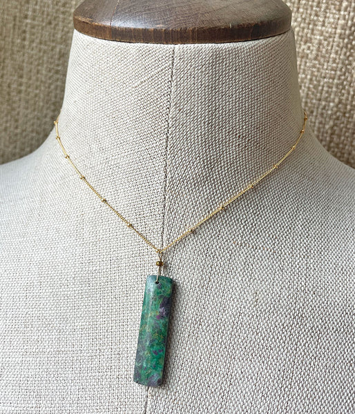 Emerald Green Impressionist Necklace