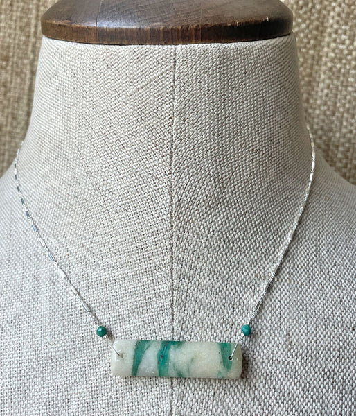 Swirled Fuchsite Bar Necklace
