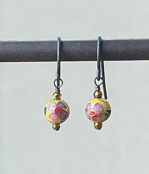 Vintage Petite Cloisonne Earrings