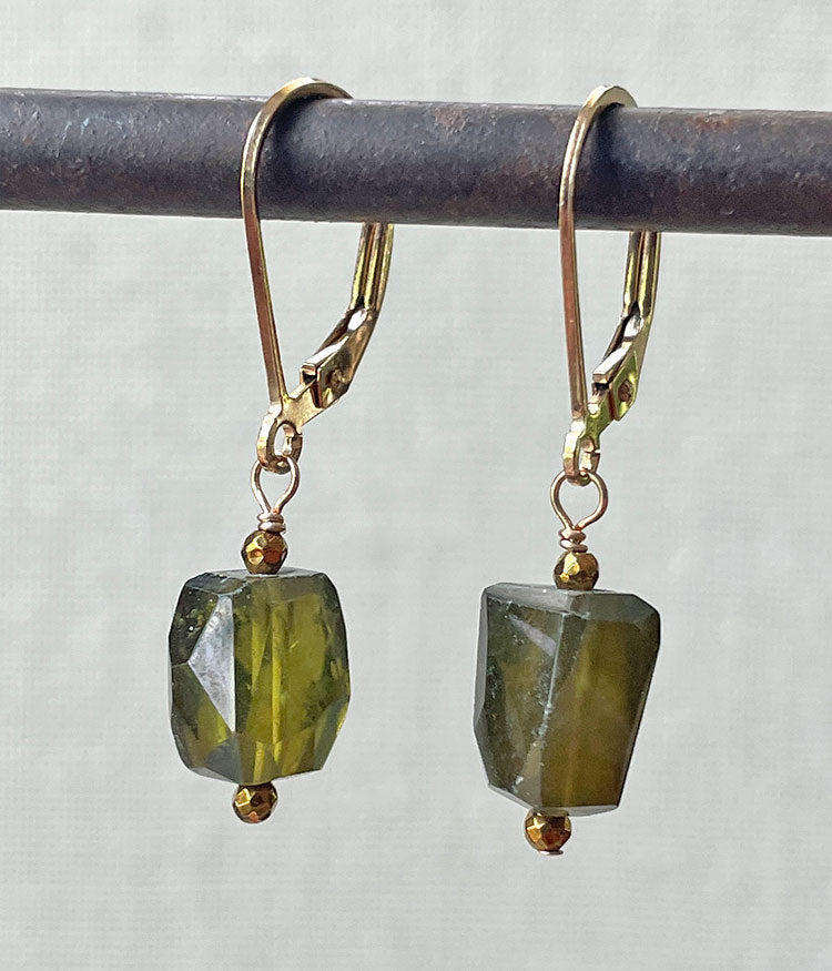 Green Garnet Nugget Earrings