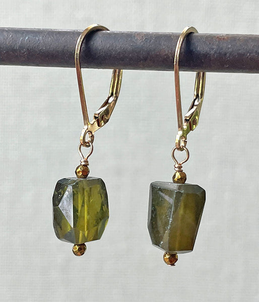 Green Garnet Nugget Earrings