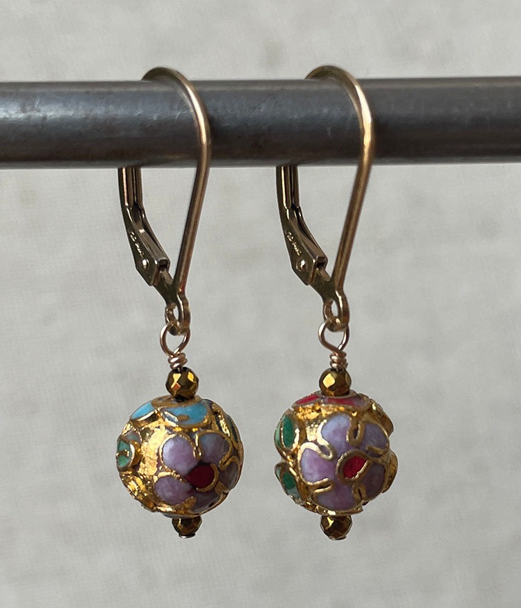 Golden Cloisonné Earrings