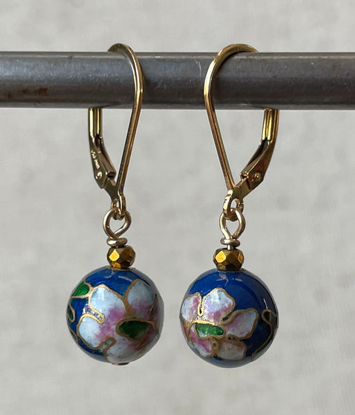 Cerulean Blue Cloisonné Earrings