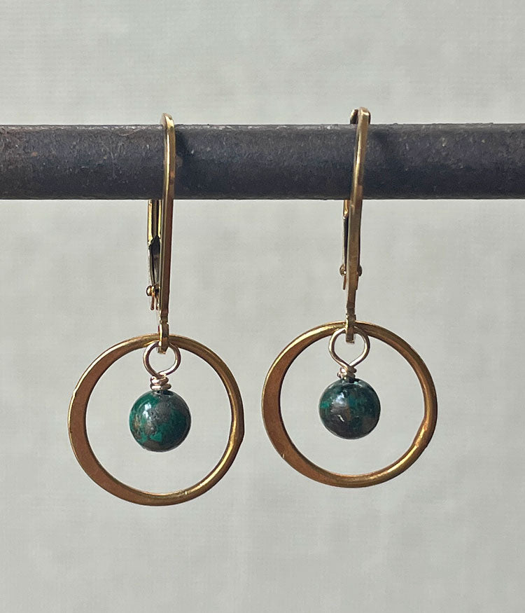 Chrysocolla Circle Earrings