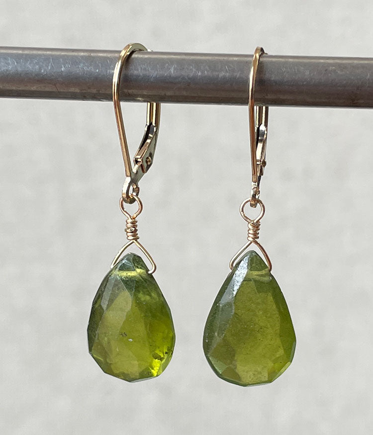 Vesuvianite Golden Earrings