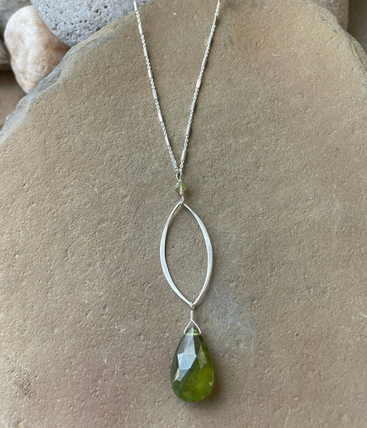 Long Vesuvianite Petal Necklace