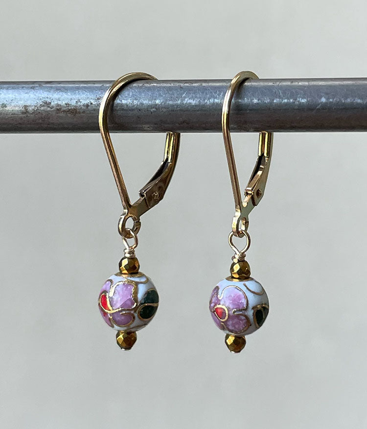 Petite Vintage Cloisonné Earrings