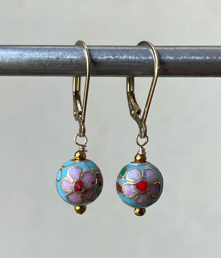 Aqua Vintage Cloisonné Earrings