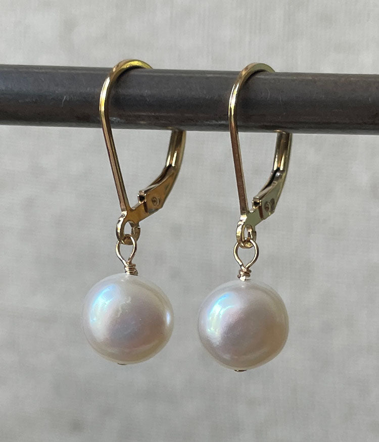 Button Pearl Earrings (gold)