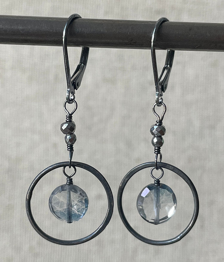 Blue Quartz Circle Earrings