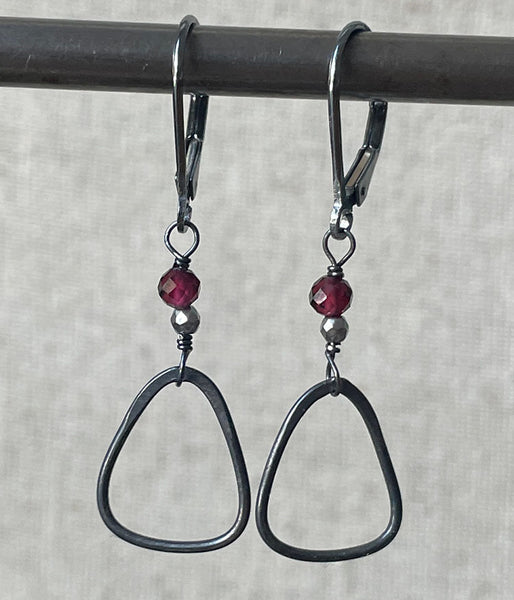 Garnet Triangle Earrings