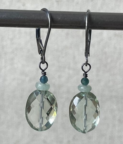 Green Amethyst Reflection Earrings