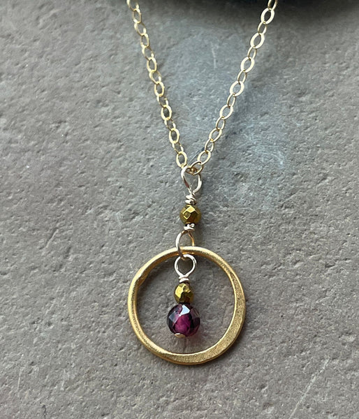 Garnet Circle Necklace