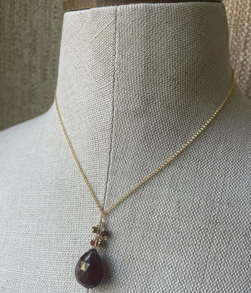 Garnet Reflection Cluster Necklace