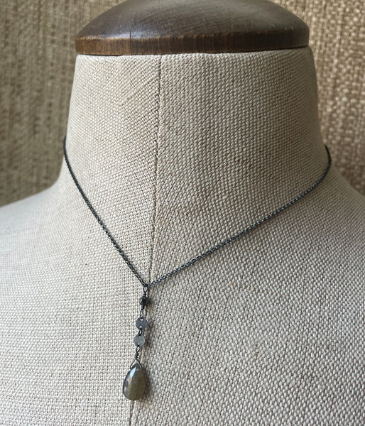 Labradorite Reflection Drop Necklace