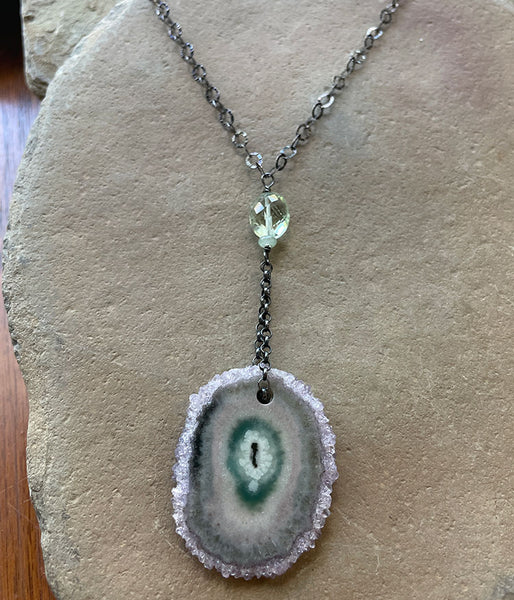 Agate Stalactite Bullseye Necklace