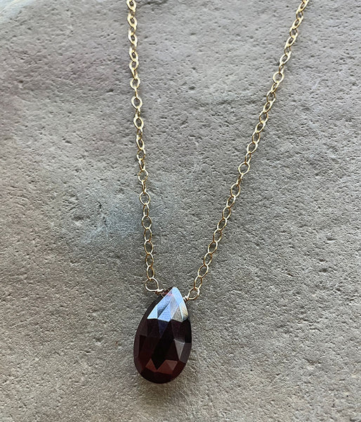 Garnet Reflection Solitare Necklace