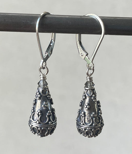 Granulated Sterling Teardrop Earrings