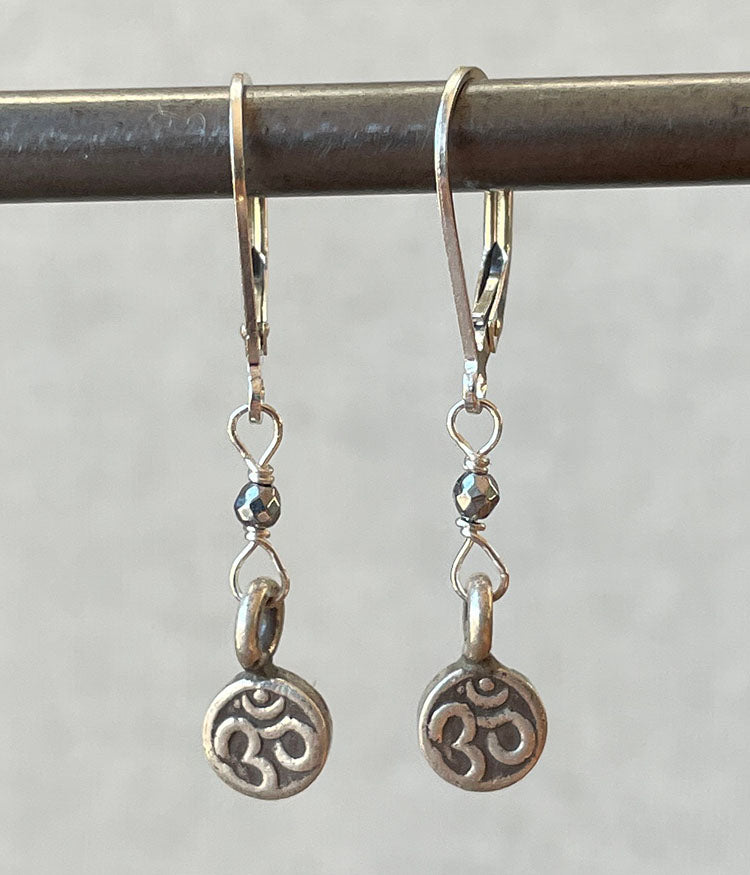 Sterling Om Drop Earrings