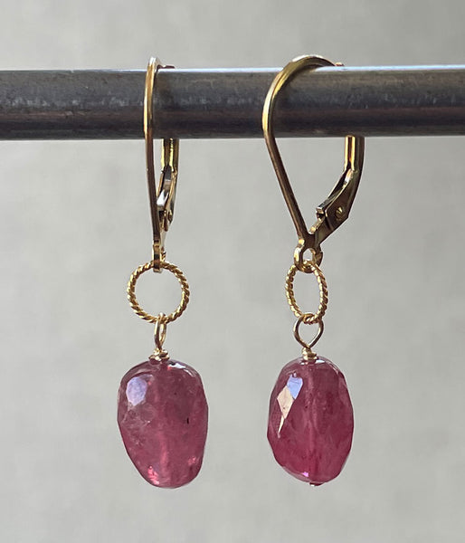 Pink Sapphire Nugget Earrings