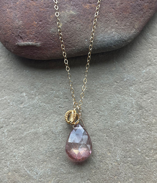 Pink Quartz Sidecar Necklace